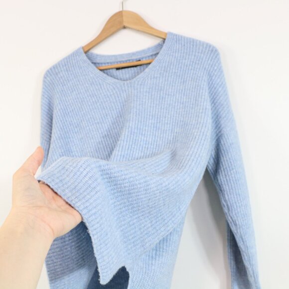 *Lyla + Luxe Baby Blue Ribbed V Neck Sweater - Picture 4 of 5